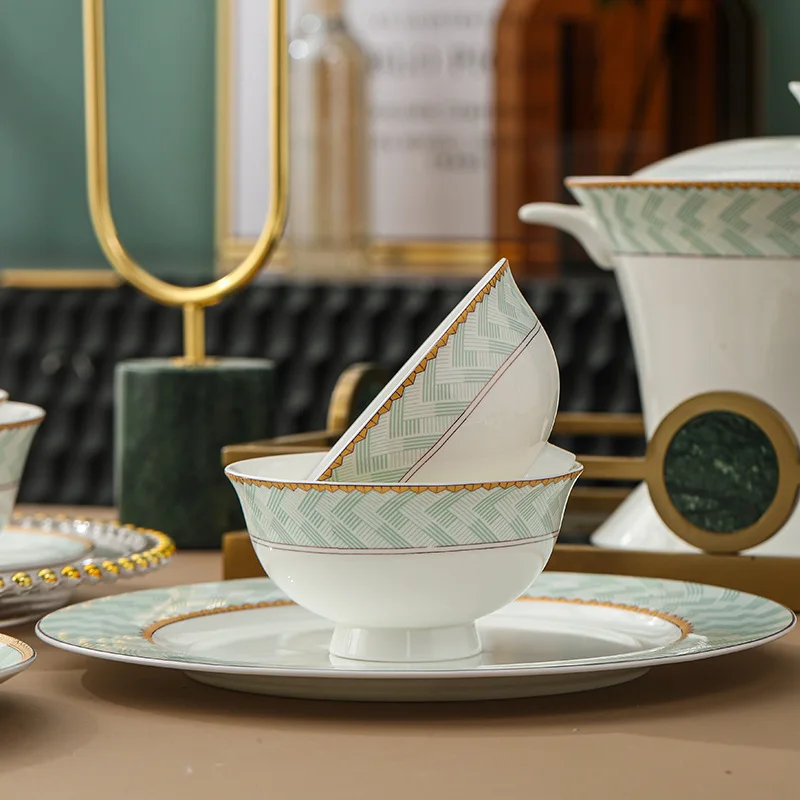 Ceramic tableware, dish set, household fresh and simple bone china, dish and chopstick gift set