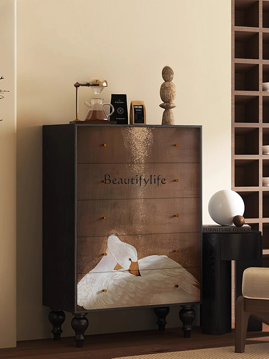 

Modern Light Luxury Art Solid Wood Drawer Storage Cabinet Organizer Chest of Drawers