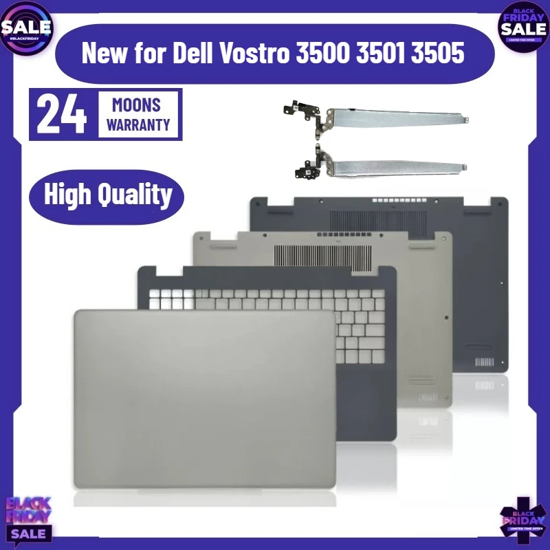 Nuevo para Dell Vostro 3500 3501 3505: Cubierta Trasera LCD, Marco Frontal, Teclado con Reposamanos, Cubierta Inferior y Bisagras (Negro/Plateado)