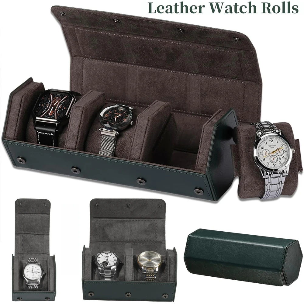 Premium Hexagonal Leather Travel Watch Roll For Multiple Watch Capacity Storage Organizer for Men Women Gift 1 2 3 Slots