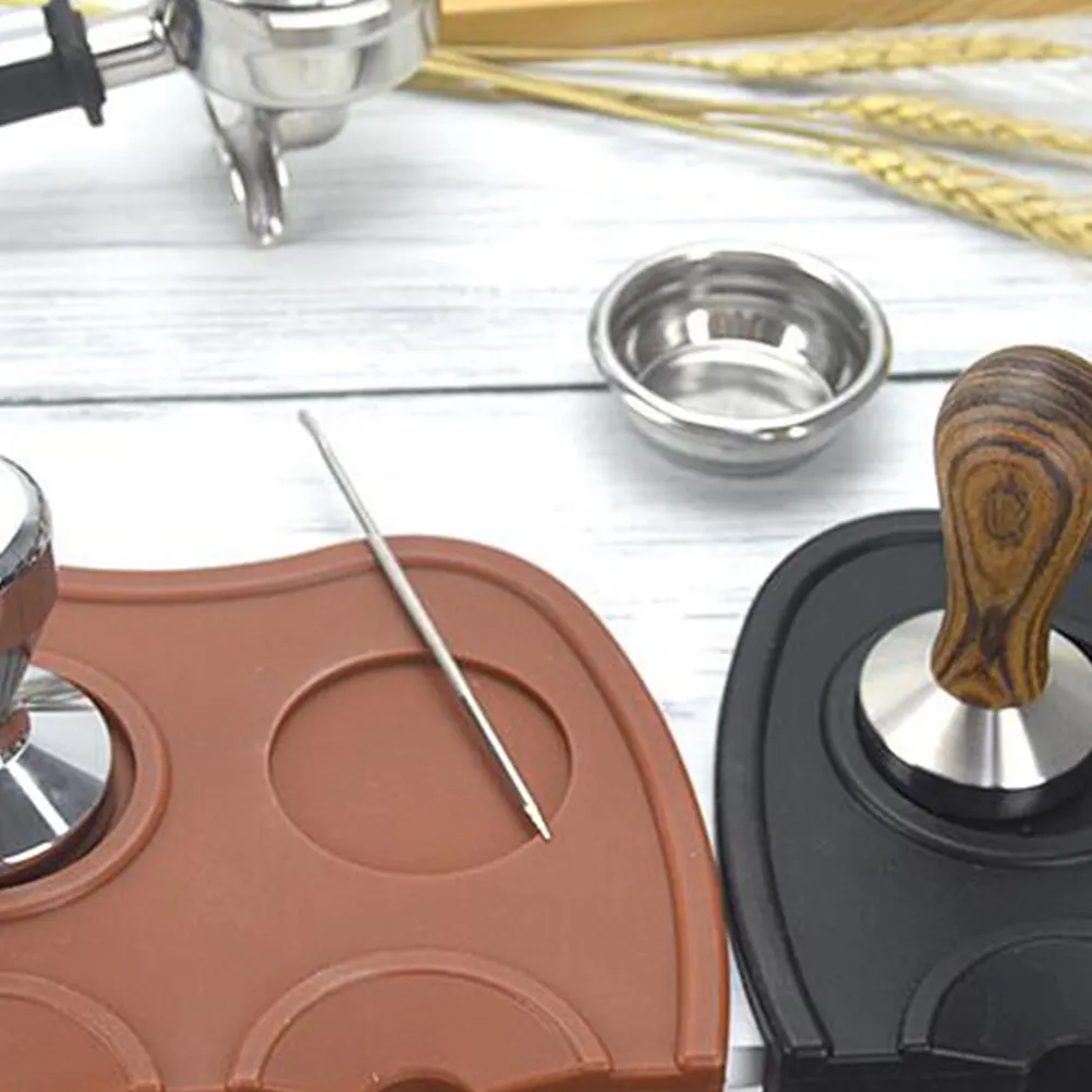 Coffee Tamper Mat Silicone Black Size L Non-Slip Tamping Station Flexible Coffee Pad for Cafe Bar Tamper Mat