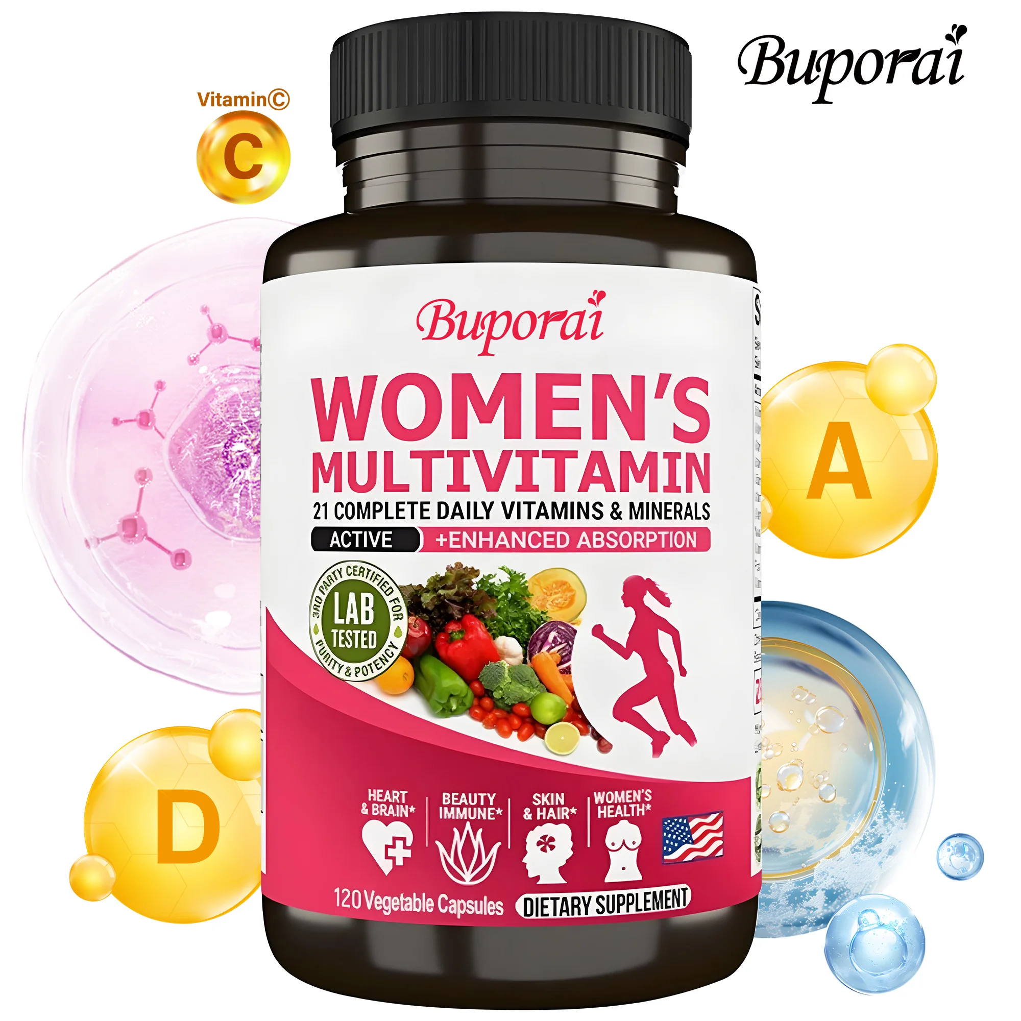 

Women's Daily Multivitamin and Multimineral Supplement -Anti-aging, Energy, Heart, Joints, Bones, Skin, Immunity, Focus