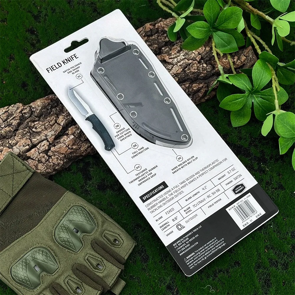 Alta dureza fk1001 faca de lâmina fixa da selva com bainha 7cr13mov lâmina ao ar livre portátil faca de resgate edc sobrevivência ferramenta acampamento