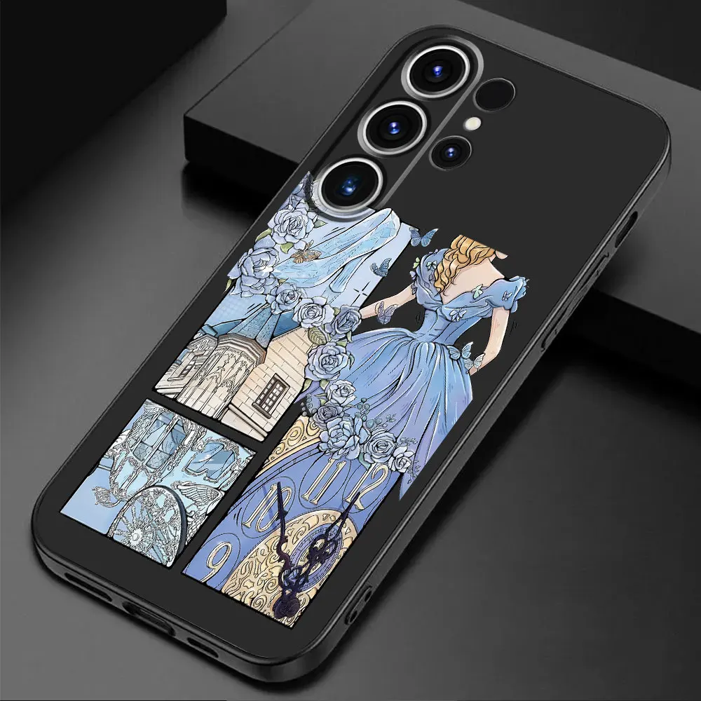 Case for Samsung Galaxy S20 S22 Plus S24 Ultra S21 FE S21 5G S23 Ultra Disney beautiful Princess Cover Black Soft Capa Cases