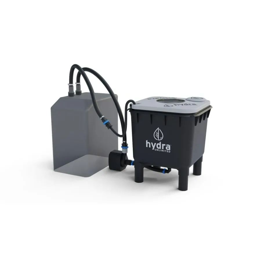 

Hydramax Chiller-Ready 1 Bucket 1 Row RDWC System for Industrial Cooling Applications with Stainless Steel Construction and Sil