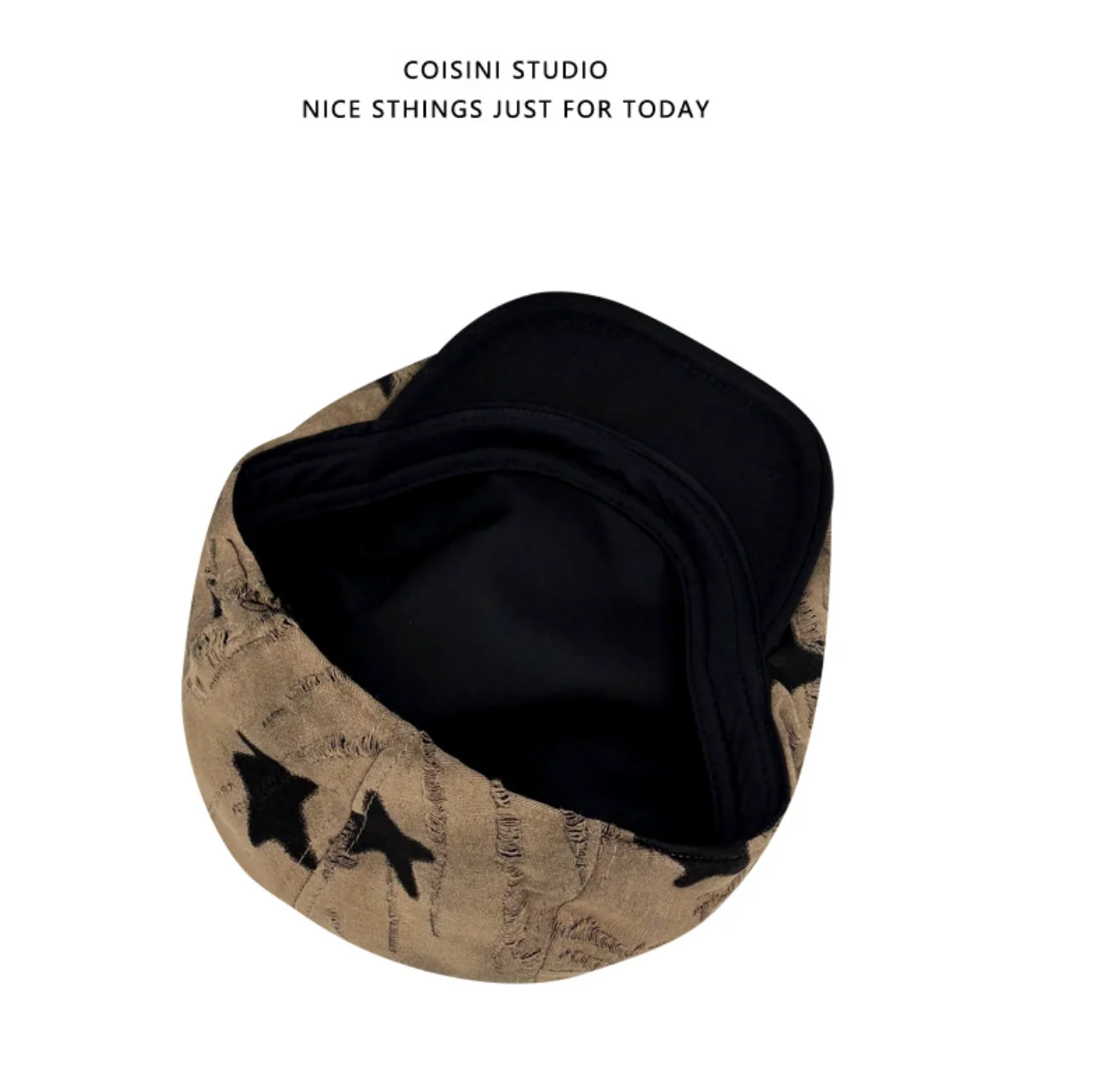 European and American Y2K Style Star-Patterned Forward Cap, Vintage Frayed Edge Washed Newsboy Cap, Women's Street Casual Retro Short-Brimmed Beret, Available in Multiple Colors