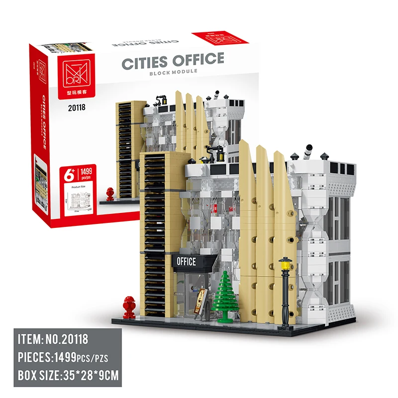 1499 Stuks Stadskantoor Modulaire Bouw Bakstenen Moc Moderne Infrastructuur Architectuur Modelblokken Diy Speelgoed Cadeau Kinderen Jongens Meisjes