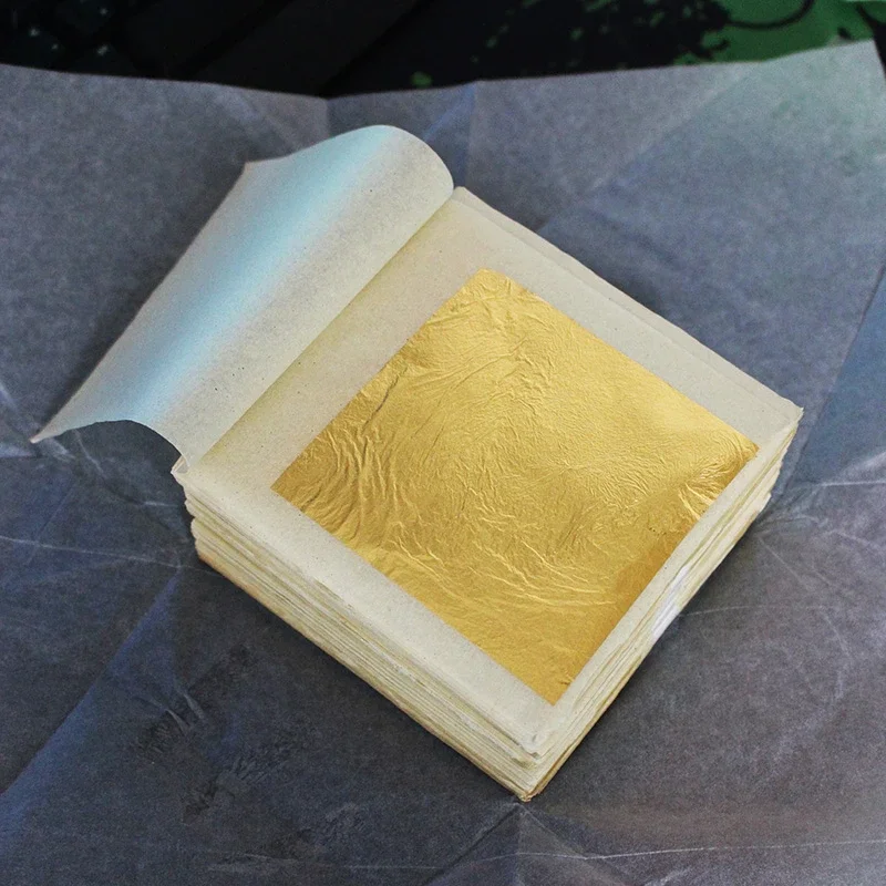 

24K Gilding Arts and Crafts Pure Gold Leaf Gold Foil Sheets for Cake Decoration Arts Crafts Paper Painting Skin Care Home Real