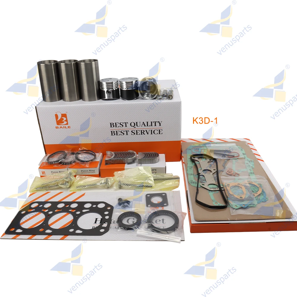 For Mitsubishi K3D K3D-1 Overhaul Rebuild Kit Piston Rings Cylinder Liner Full Gasket Set Engine Parts MM436618 73*2.5HK+2+2+4mm