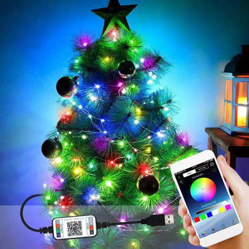 

30M USB Led Christmas Fairy Lights Smart Bluetooth New Year Garland RGB Light String Waterproof For Wedding Room Decoration 2023