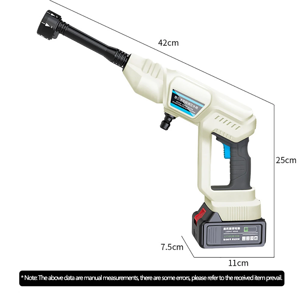 Portable Wireless Car Washer High Pressure Car Washing Machine with Lithium Battery Rechargeable Electric Water Gun Kit Cleaner
