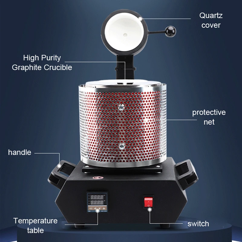 1/2/3KG Electric Gold Melting Furnace Machine 1600W 110V/220V Graphite Crucible for Gold Silver Copper Aluminum Melting Tool