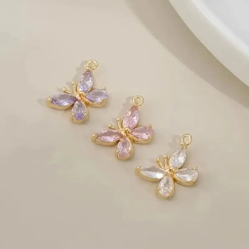 

14K Gold-plated Zirconium Fairy Butterfly Pendant Diy Handcrafted Accessory Material Bracelets Necklaces Earrings Other Jewelry