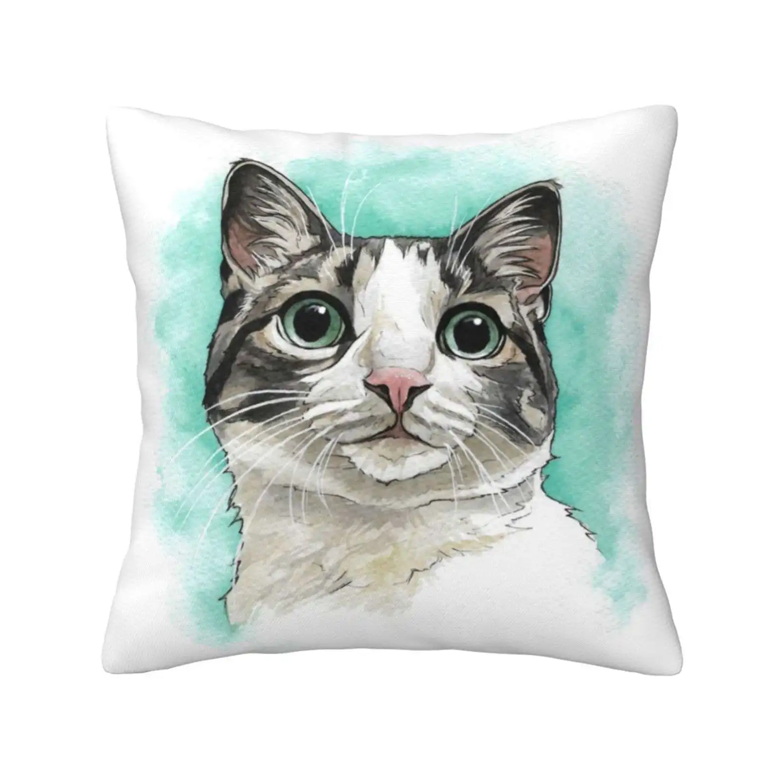 0306 ( 3 ) Home Sofa Car Waist Throw Pillowcase Cat Kitten Watercolour Roz Thompson Art