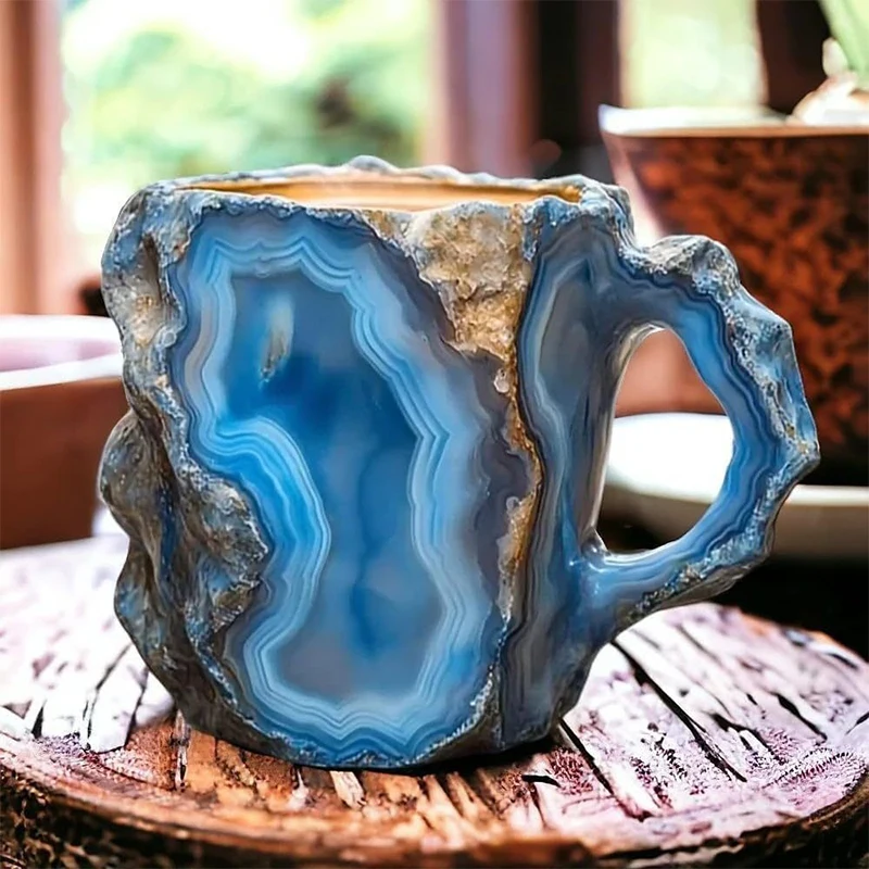 Kaffeetassen aus Mineralkristallharz, unregelmäßiges Aussehen, Innenwand, Wasserbecher, Hausgetränk, Milchbecher, Nachahmung von Mineralkristallbechern