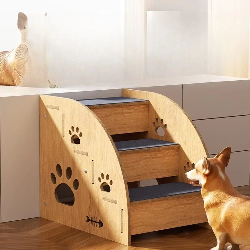 Removable wooden dog stairs, suitable for small dogs, non-slip step ramps for pet cats