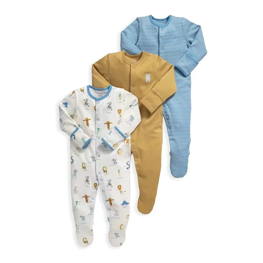 Brand Newborn Babies Clothes Infant Baby Boys Girls Romper Cotton Long Sleeve Pajamas Jumpsuit Toddler Clothes Outfits 3Pcs/Lot