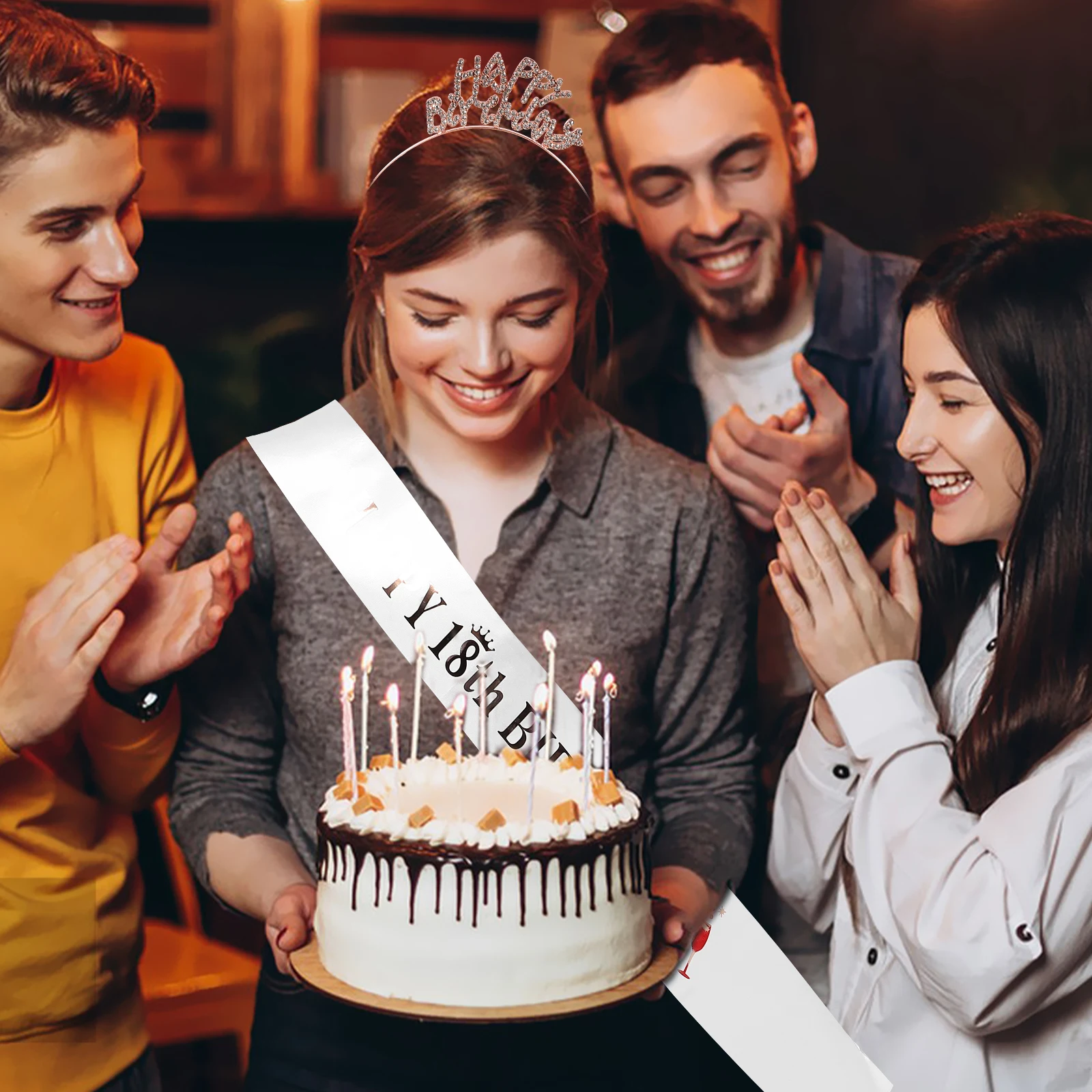 

Повязка на голову на день рождения, цинковый сплав, кристаллическая ткань, корона, женские топперы для волос для малышей, прочный, практичный, необыкновенный, праздничный шарм