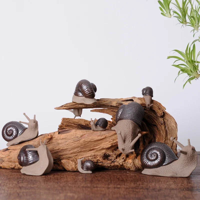 Tea Pets Snail Ornaments Succulent Flowerpot Simulation Ceramic Crafts Jewelry Home Garden Decoration Figurines & Miniatures