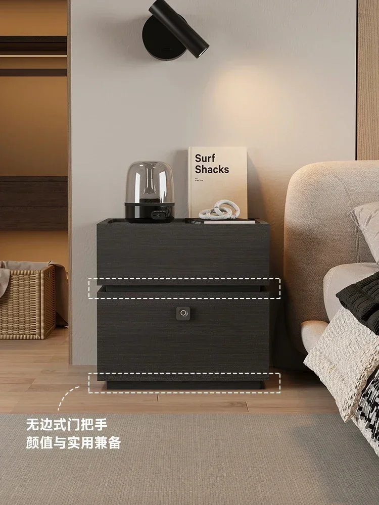 

Italian minimalist bedside table smart password lock modern minimalist storage cabinet solid wood light luxury bedroom bedside
