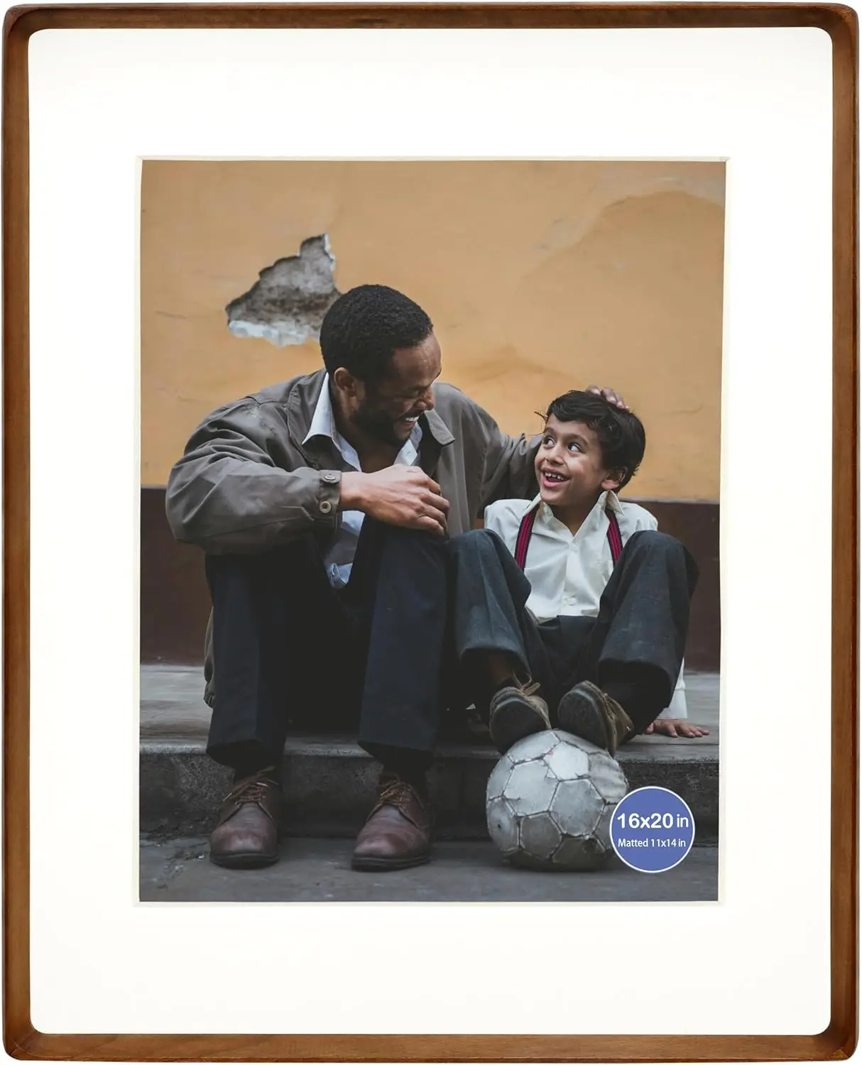 

16x20 Picture Frames Walnut Solid Wood Vertical Horizontal Standing Display Photos 11x14 with Mat or 16x20 Without Mat