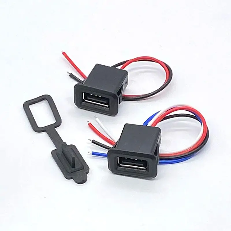 

5PCS USB2.0 Waterproof Socket Welding Wire Type Female Socket2PLamp Toy Charging Port Mobile Phone Data Charging Port2A
