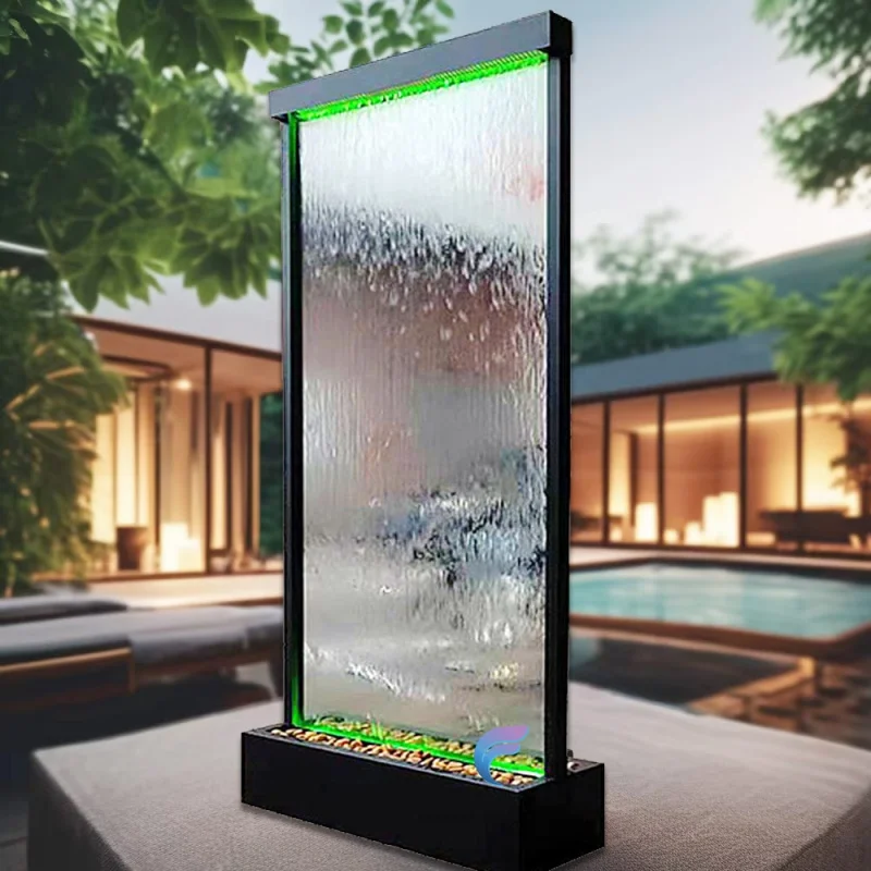 custom.Custom Made Indoor Glass Waterfall Fountain Standing Fall Wall Panel Waterfall
