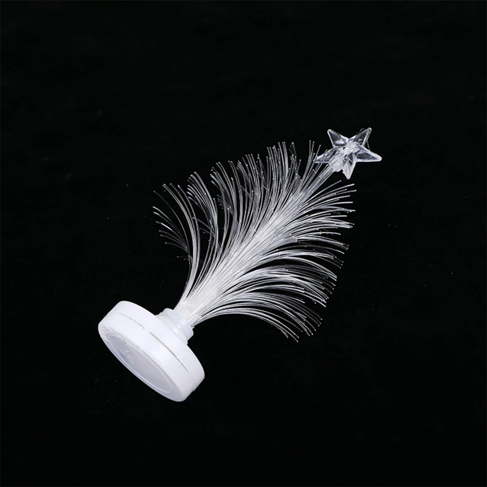 

5pcs Mini Fiber Optic Christmas Tree Lamp White Colorful LED Night Light Desk Decor Gifts Holiday Festive Bedroom Home Bars
