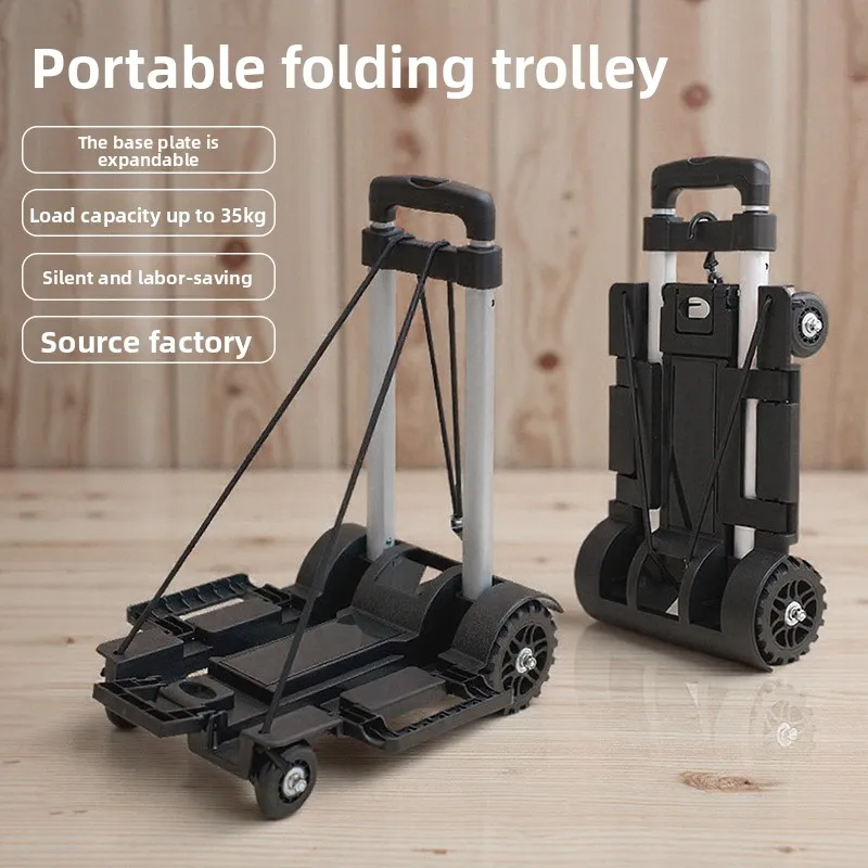 Foldable Trolley, Mini Aluminum Trolley Cart, Portable Trolley for Household Pulling Goods