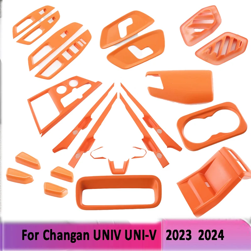 For Changan UNIV UNI-V 2022 2023 2024 Orange Color Car Window Lift Switch Cover Trim Gear Shift Panel Sticker Inner Accessories