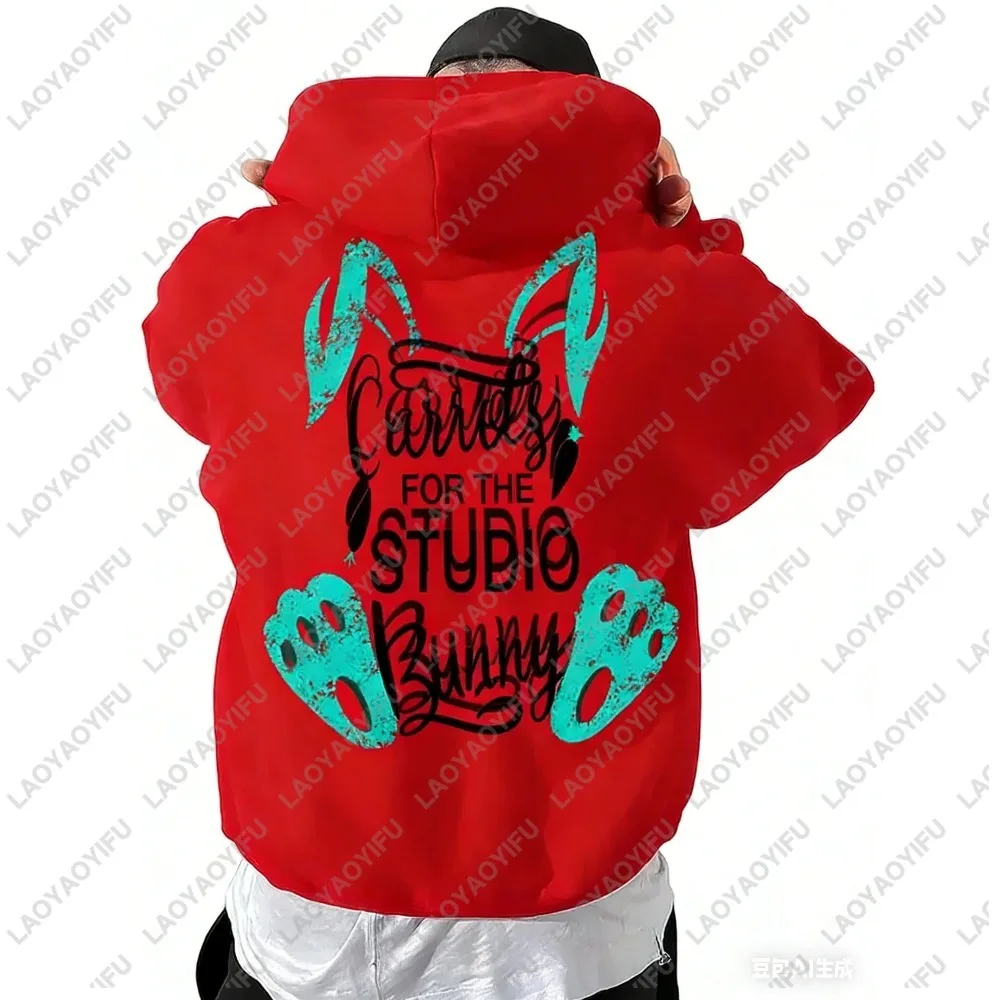 2026 New Design Edgy Aesthetic Easter Bunny Pattern Autumn/Winter Hooded Sweatshirt for Men And Women Outdoor Sports Fashion Top