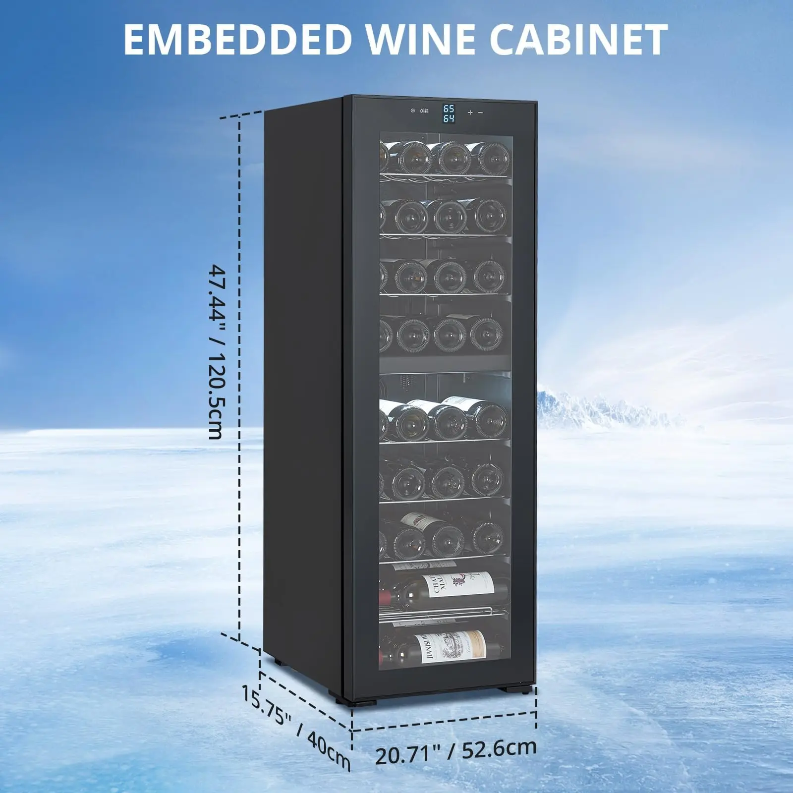 39本収納 ワインクーラー ビルトイン/自立両用 デュアル温度 シングルゾーン 省エネ メタル製ワイン冷蔵庫 温度調節機能付き