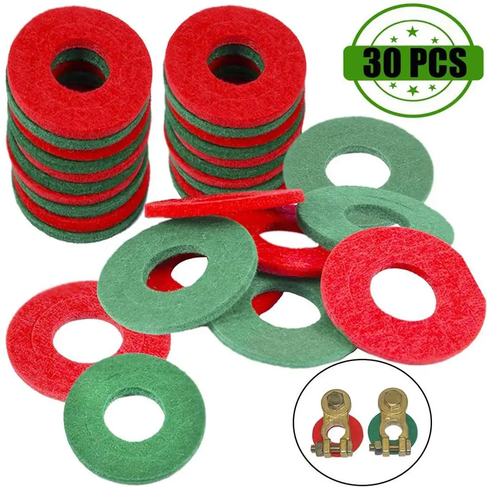 30pcs/set Battery Terminal Anti Corrosion Felt Fiber Washers Battery Terminal Protector Pads Anti-corrosion Washers Gasket