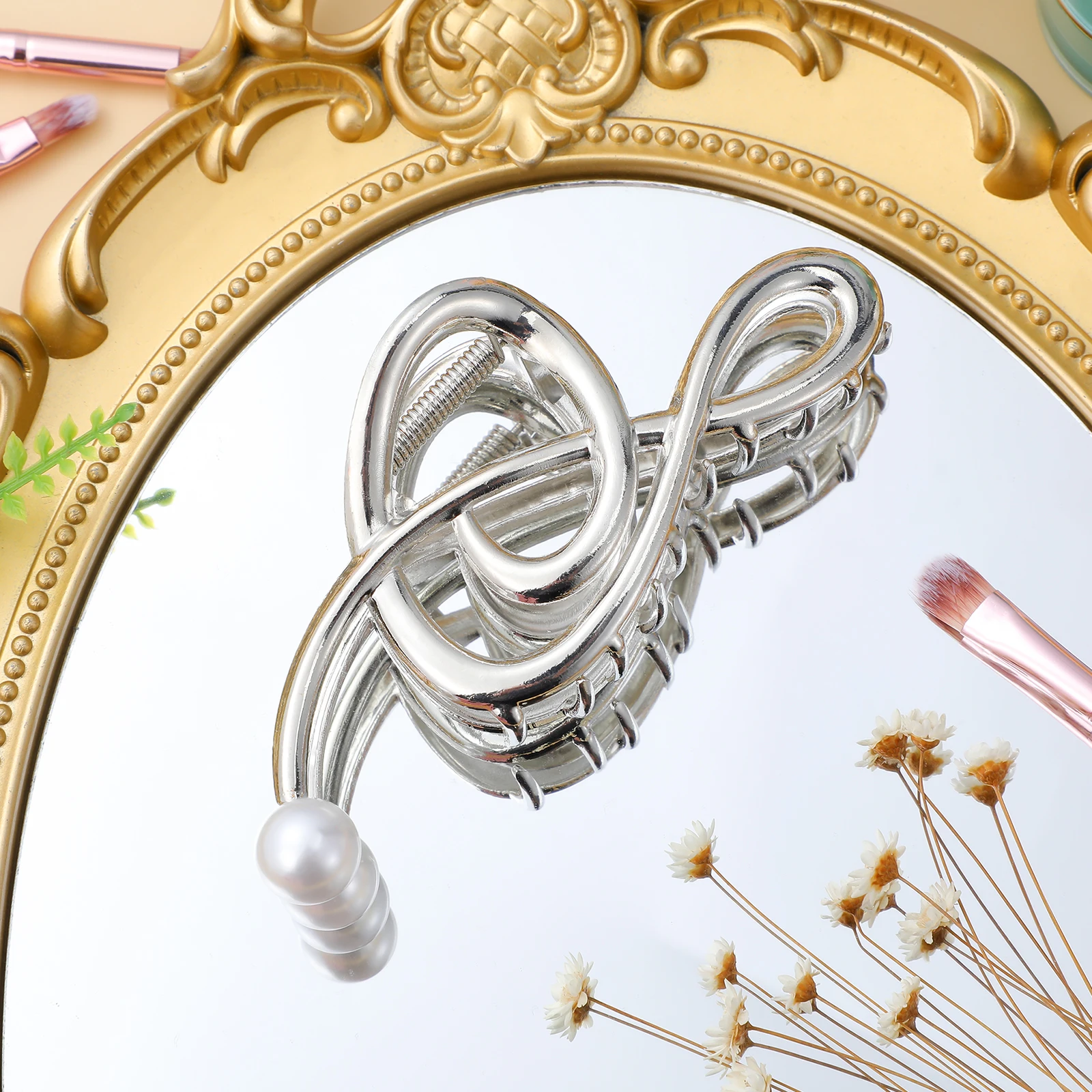 

Pearl Embellished Music Note Large Metal Clip For Women Durable Styling Tool Big Clip Thick Decorative Claw Jaw Clips For Thick