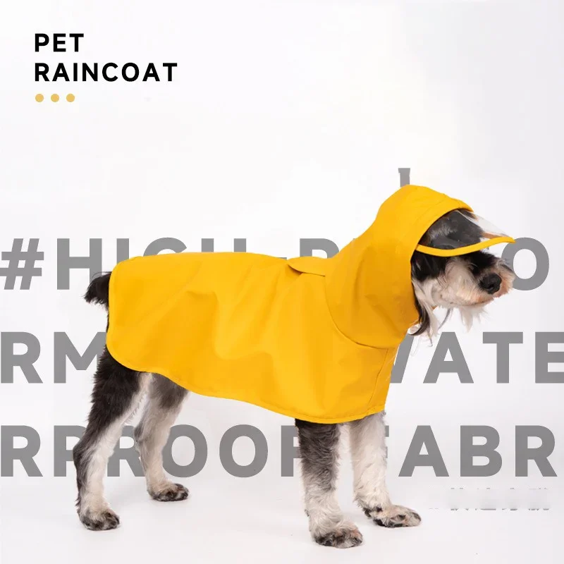 Pet Raincoat All Inclusive Poncho for Dogs Clothes Belly Care Tractable Waterproof  PU Poncho Raincoat Yellow Home Dog Supplies