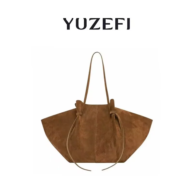 

YUZEFI женская сумка через плечо, замшевая матовая верхняя часть, новый минималистичный дизайн, универсальная модная сумка большой вместимости с крыльями