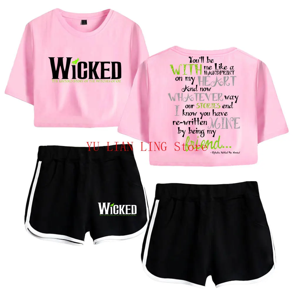 Film WICKED The Musical Merch Set da donna estivo Crop Top Pantaloncini Completi a due pezzi Tuta da donna casual Tuta sportiva