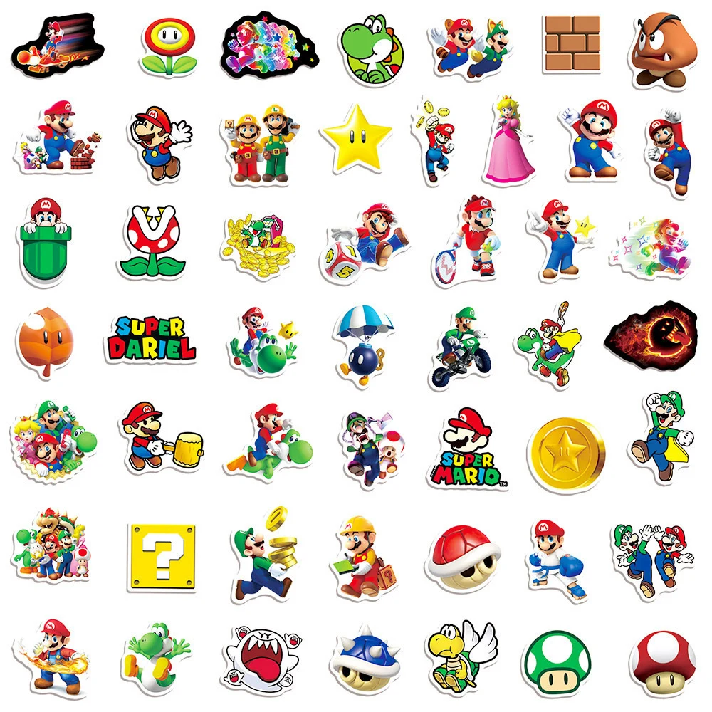 10/30/50/100pcs Game Super Mario Cartoon Stickers Funny Kids Decals Toy DIY Phone Skateboard Laptop Waterproof Graffiti Sticker