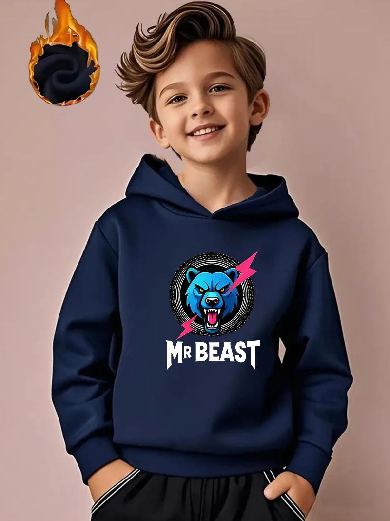 سويت شيرت بغطاء للرأس سميك ودافئ للأولاد. الخيار المثالي للارتداء اليومي غير الرسمي والأنشطة الخارجية. مثالية ل #3