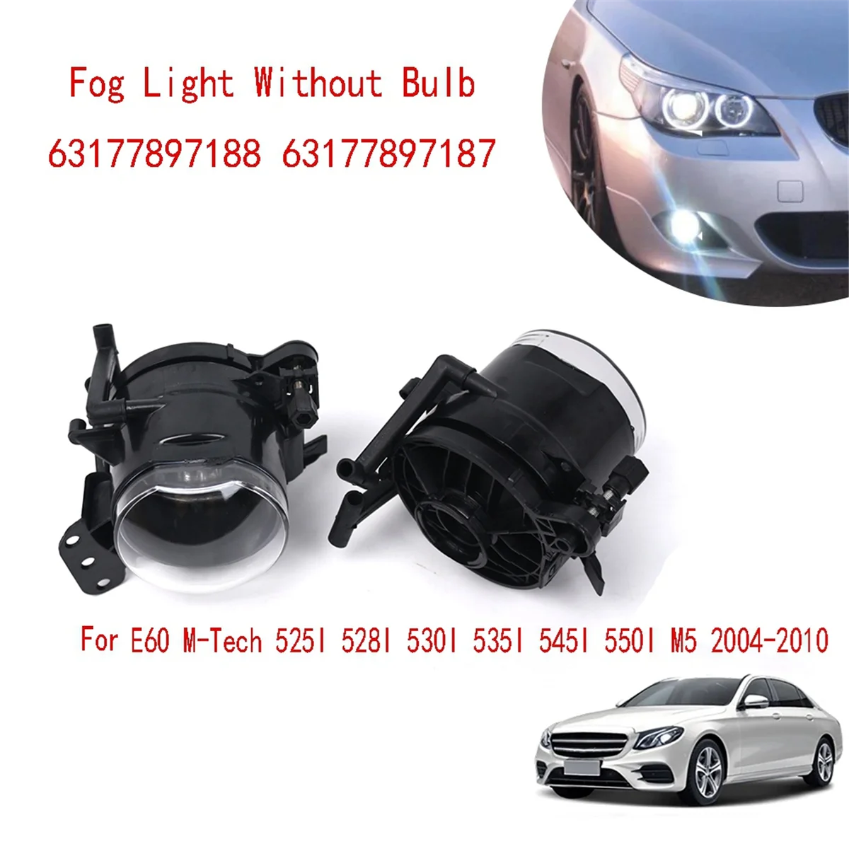 Picture 4: Front Fog Light Without Bulb Lamp Housing for BMW E60 M-Tech 525I 528I 530I 535I 545I 550I M5 2004-2010 63177897188
