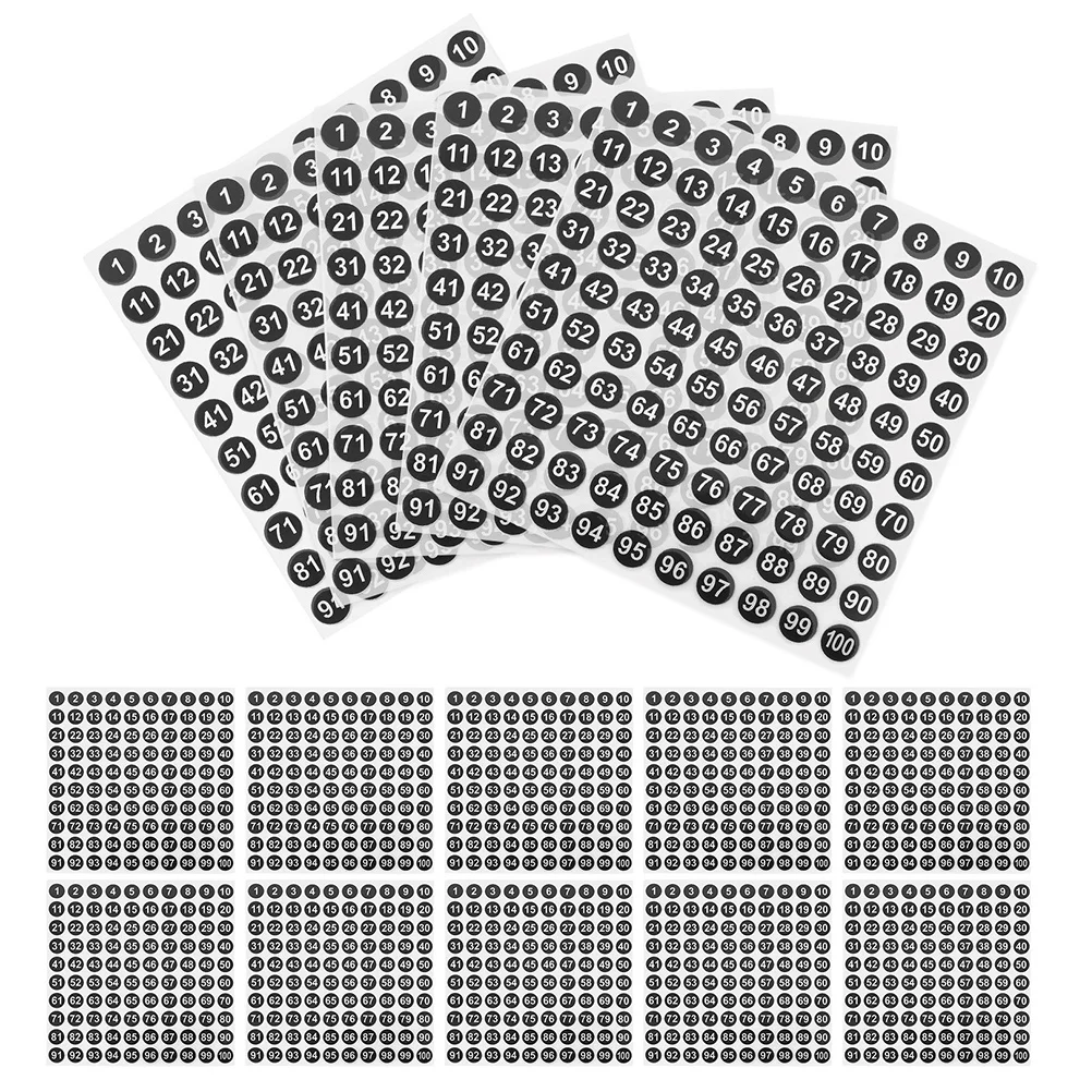 

Round Number Stickers Waterproof Digital Labels for Office Classroom Packaging Numbering System Sticky Numbers Set