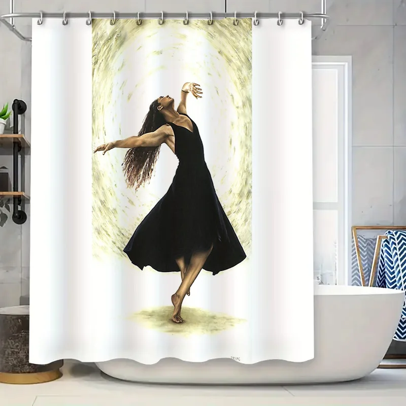 أنيقة راقصة دش الستار الفن الحديث الحمام ديكور مجردة الشكل الجدار الشنق المنسوجات المنزلية غرفة مقسم قابل للغسل #1