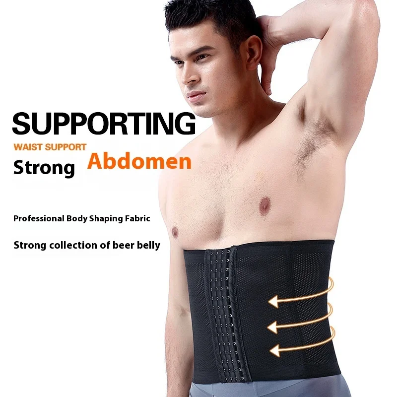 Entrenador de cintura ajustable para hombre, ropa moldeadora transpirable, Control Abdominal de malla, banda de envoltura Abdominal, ejercicio