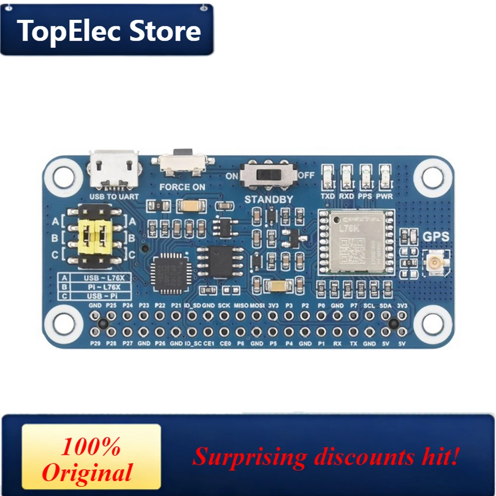 TopElec L76K GPS HAT For Raspberry Pi GPS / BeiDou (BDS) / GLONASS / QZSS Support