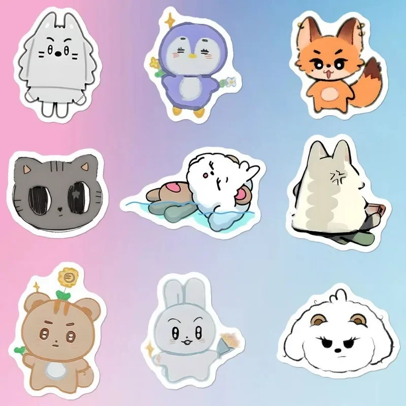 100pcs Kpop idol Cute Animal Plastic Stickers SooBin YeonJun TaeHyun Creative Peripheral DIY Decorative Waterproof Stickers