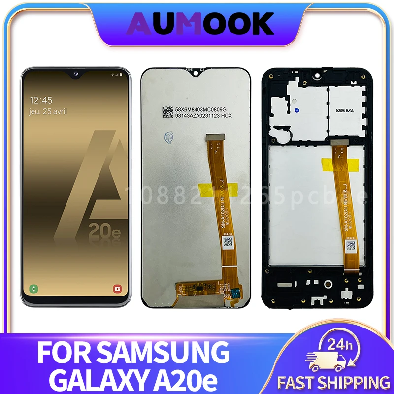 For Samsung Galaxy A20e LCD Display A202F A202K Touch Screen Digitizer Assembly Panel With Frame LCD Screen Display Replacement