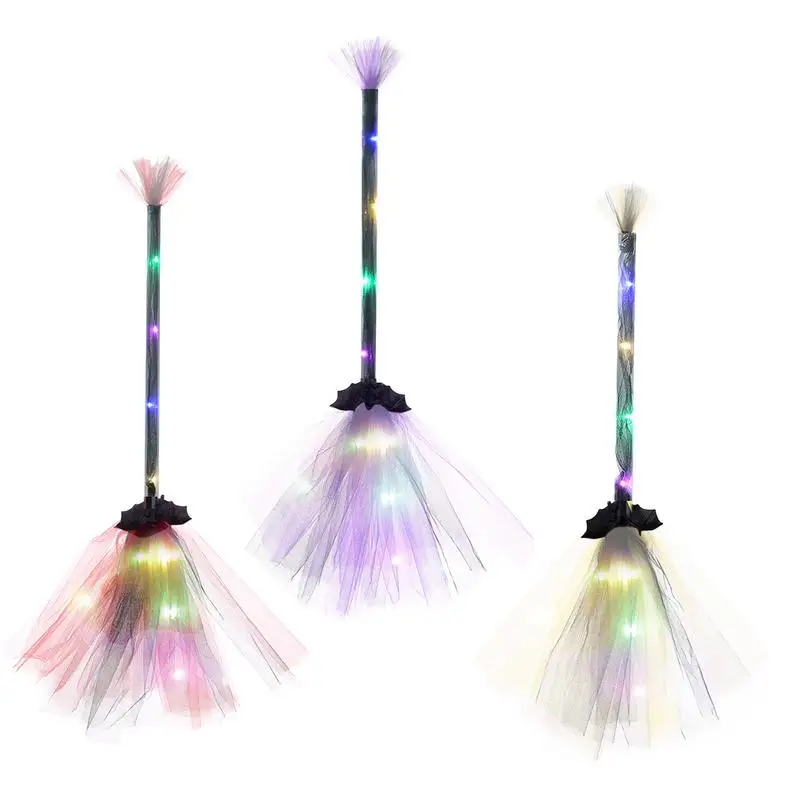 Halloween LED Witch Broom LED Witches Broom Sticks Cosplay Props Halloween Party Props Witch Broom na imprezy tematyczne