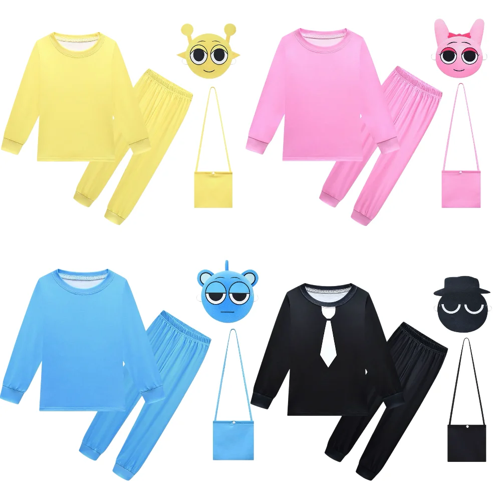 Halloween Cosplay Children's Rhythm Box Sprunki Plush Mask Bag Long Sleeve Role-playing Costume Thick Polyester Fiber