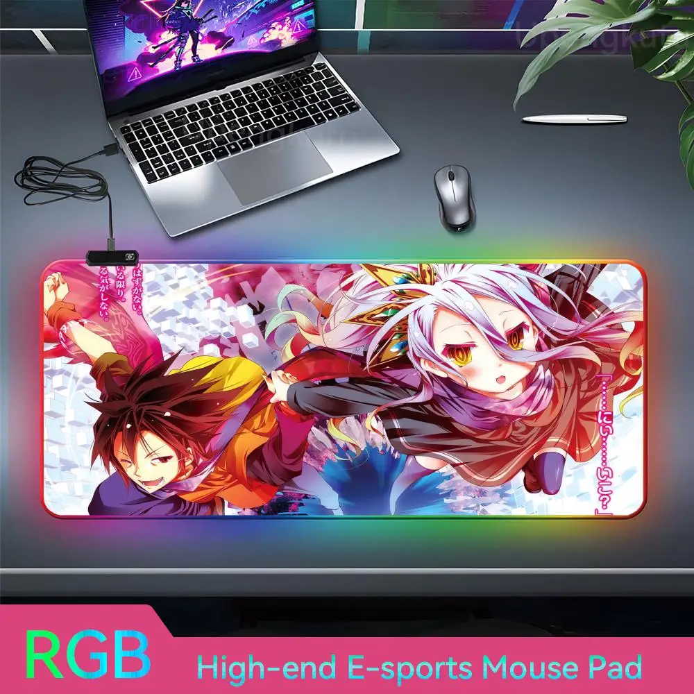 N_no G_game N_no L_life Mouse Pad Desk Pad Esports Computer Keyboard Pad RGB Rubber Popular Teclado Gamer Luminous Desk Mat Mous