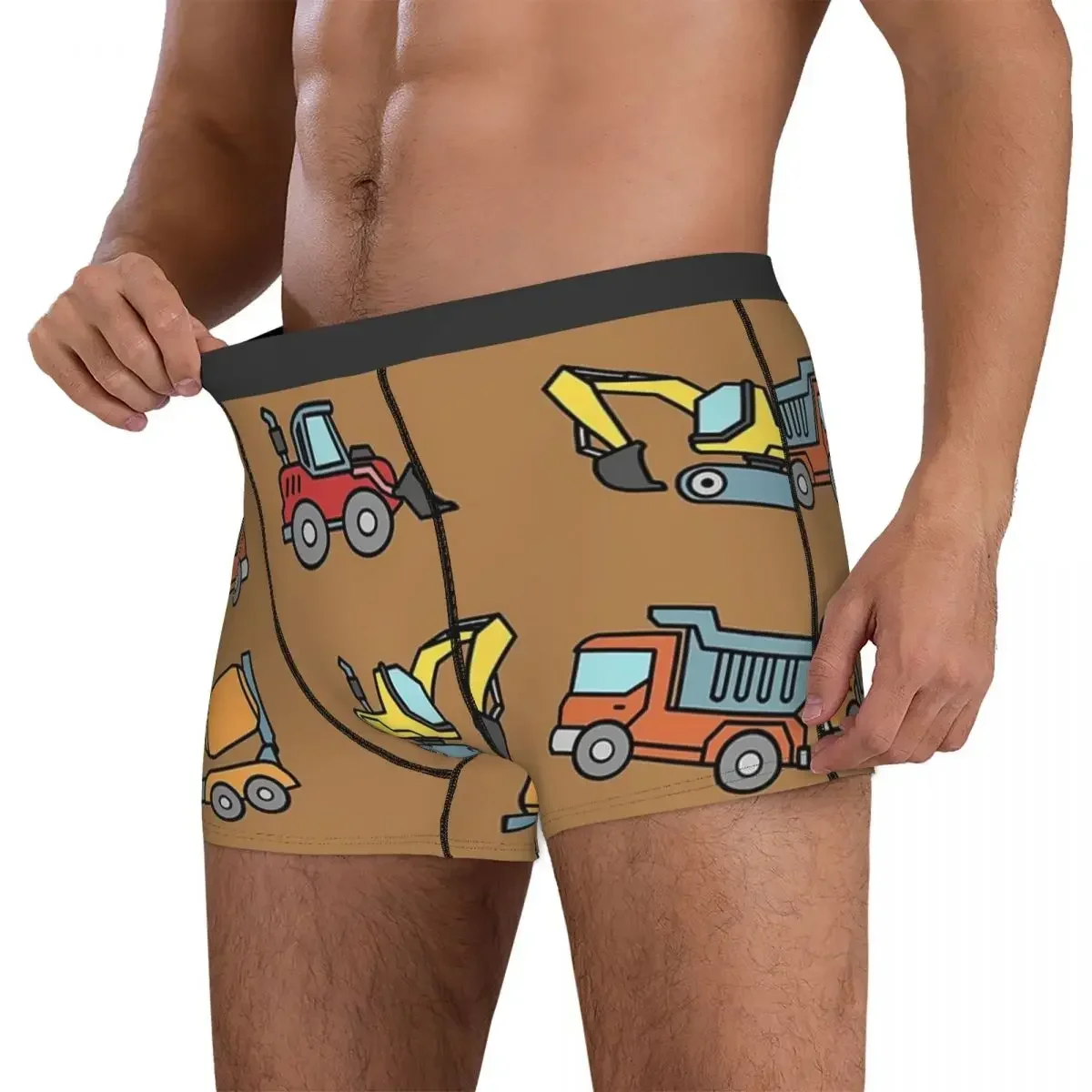 Boxer Underpants Shorts Construction Bulldozer Digger Dumper Truck Dozer Excavator Panties Men Soft Underwear for Homme Man